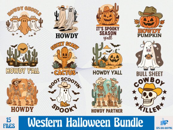 Preview of Western Halloween T Shirt SVG Bundle T-shirt, sticker, and sublimation design