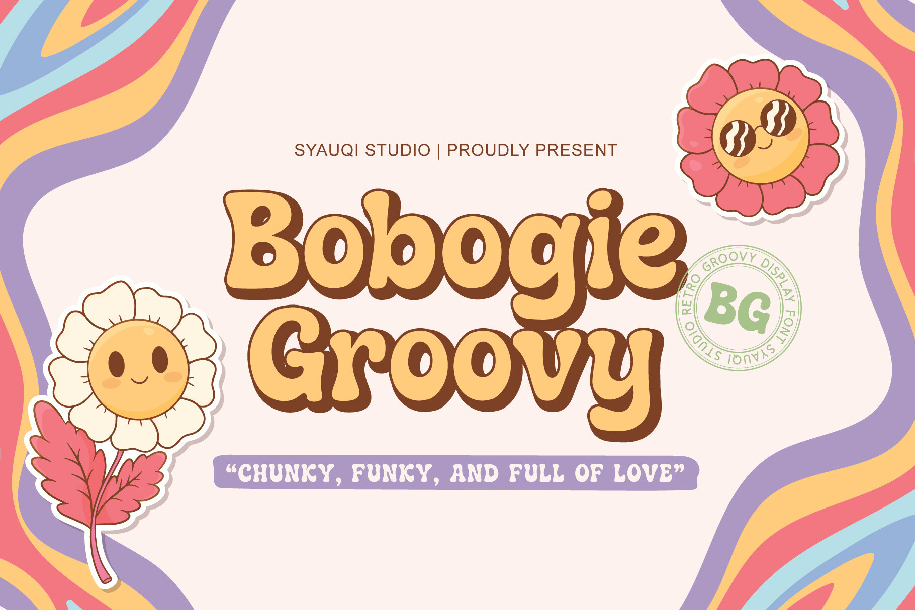 Bobogie Groovy preview, bold retro display font with funky vibes