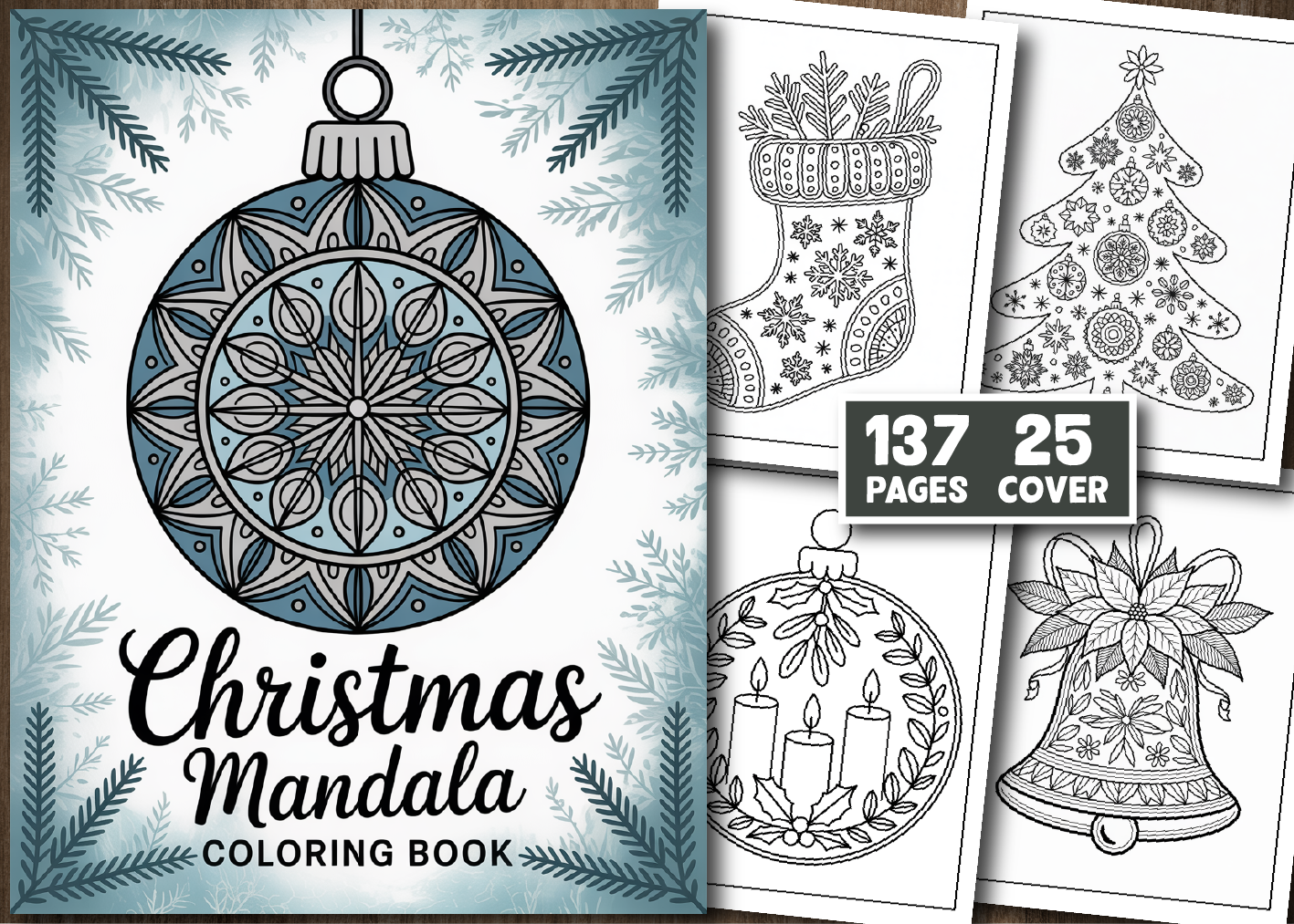 Christmas Mandala Ornament Coloring Book