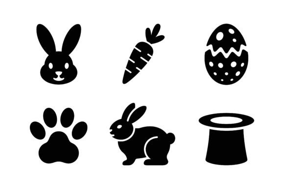 Cute Easter Silhouette Icon Set EPS
