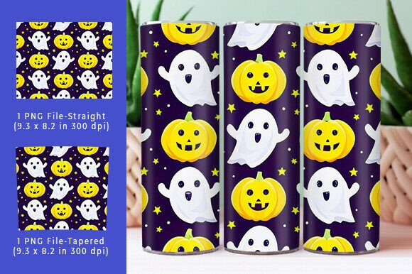 Cute Ghost and Pumpkin Halloween Tumbler Gráfico Halloween Por Mehedi_Colorful