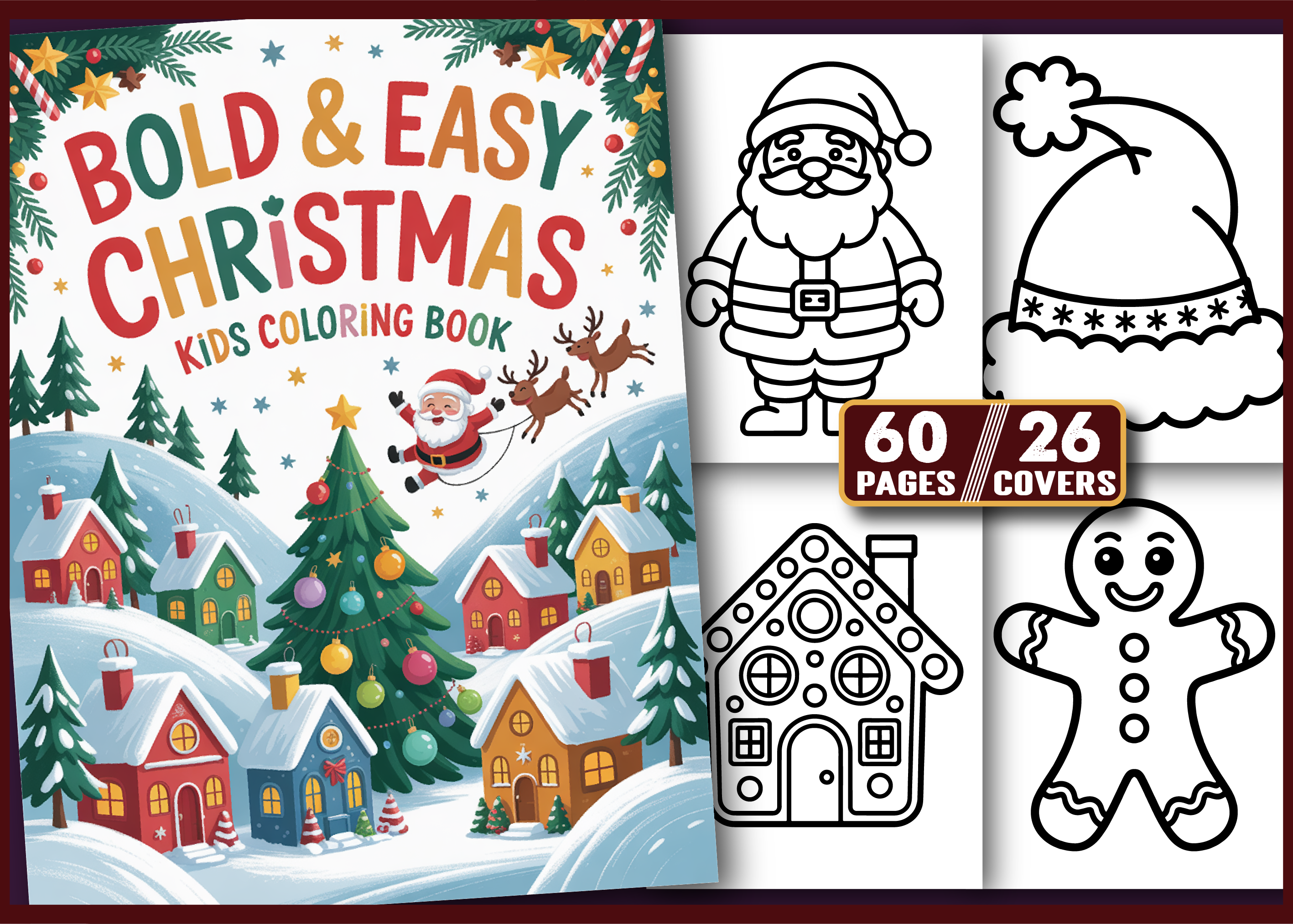 Kids-Bold & Easy Christmas Coloring Book