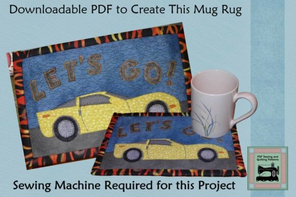 PDF Pattern for Sports Car Mug Rug