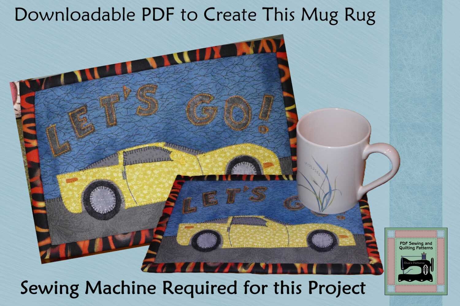 PDF Pattern for Sports Car Mug Rug