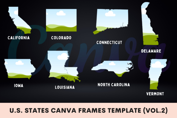 USA States Canva Frames Template Vol.2 Gráfico Manualidades Por DigicraftsStudio