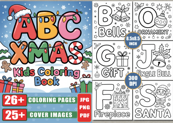 Christmas ABC Coloring Book for Kids