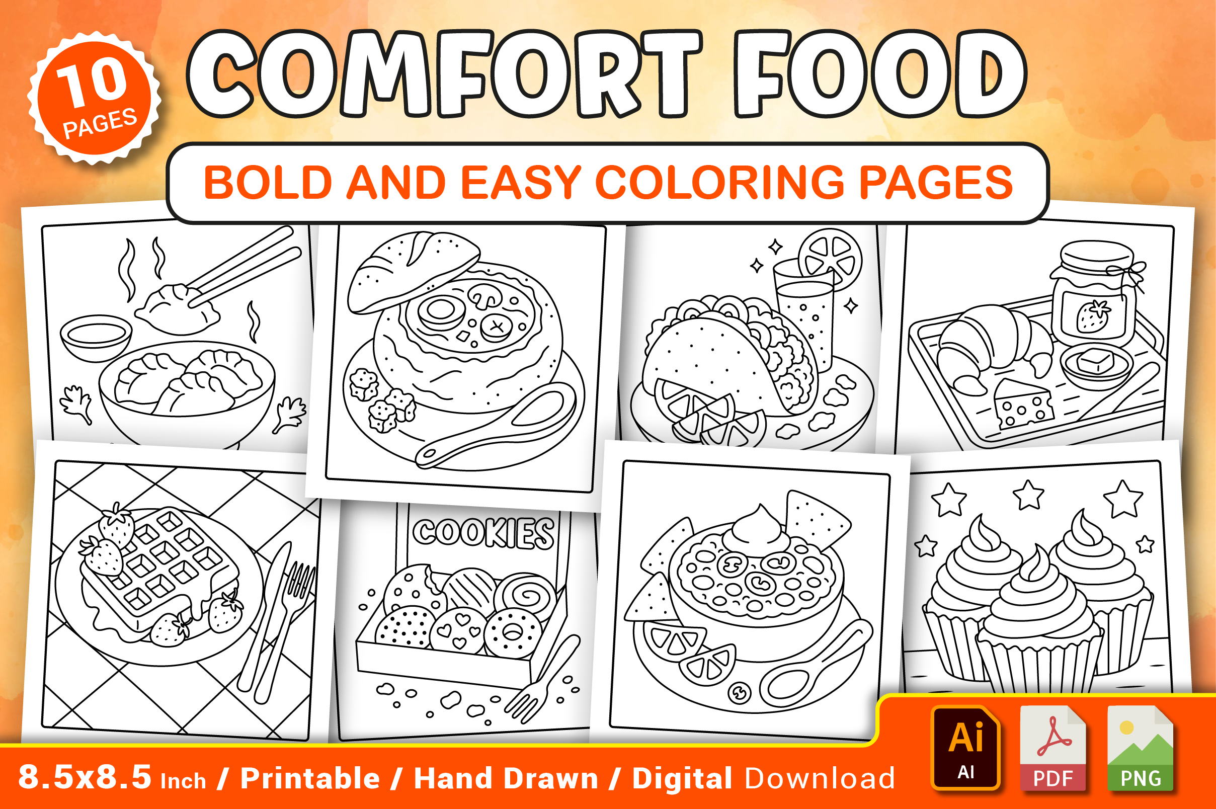 Comfort Food Bold & Easy Coloring Pages