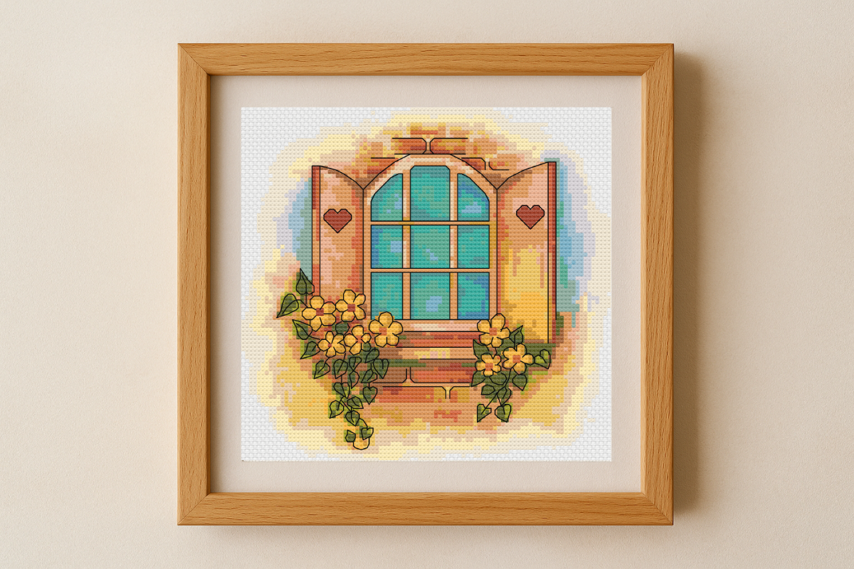 Cross Stitch Pattern – Cozy Window with