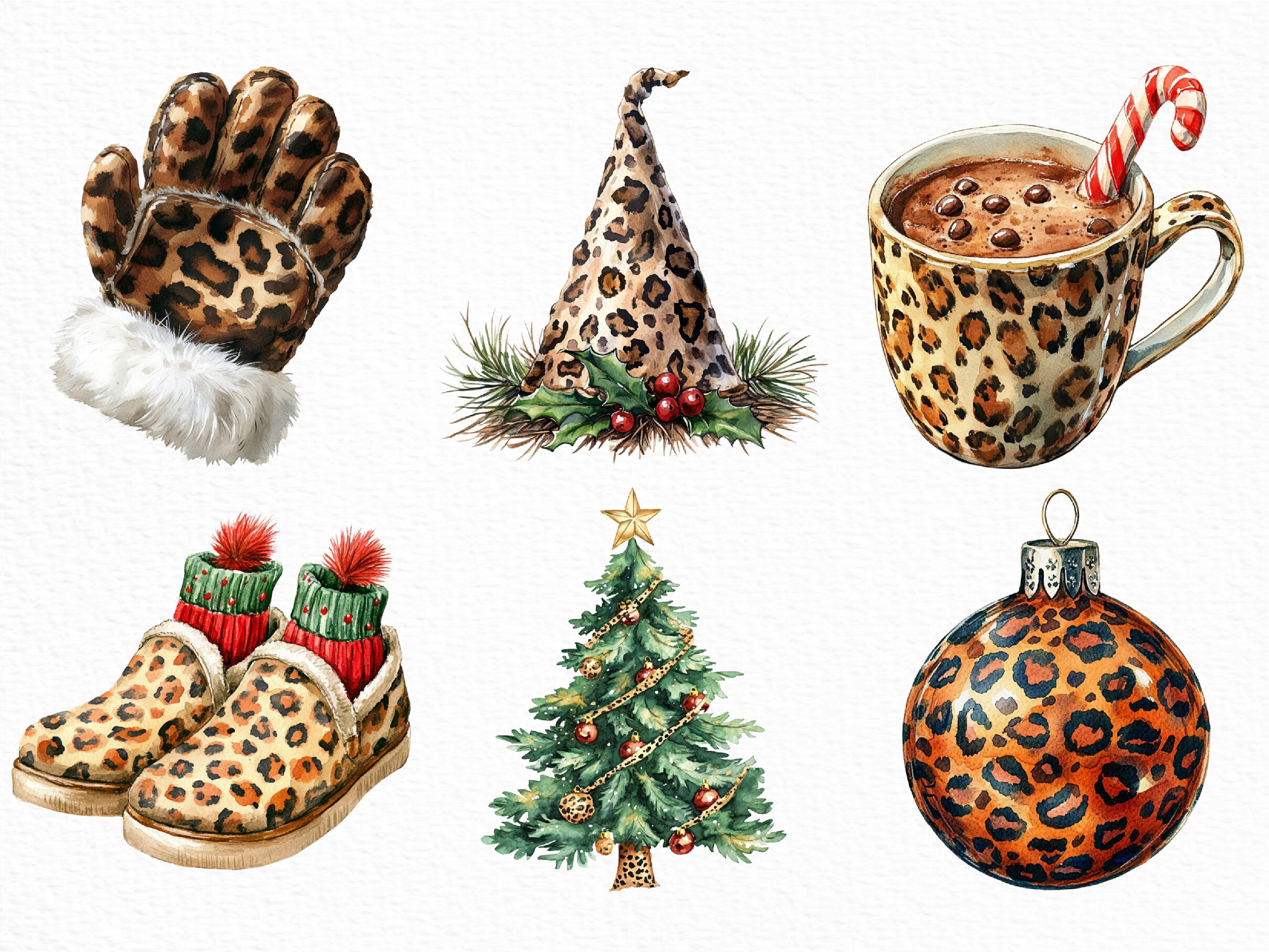 Leopard Print Christmas ClipArt's PNG - photo 2