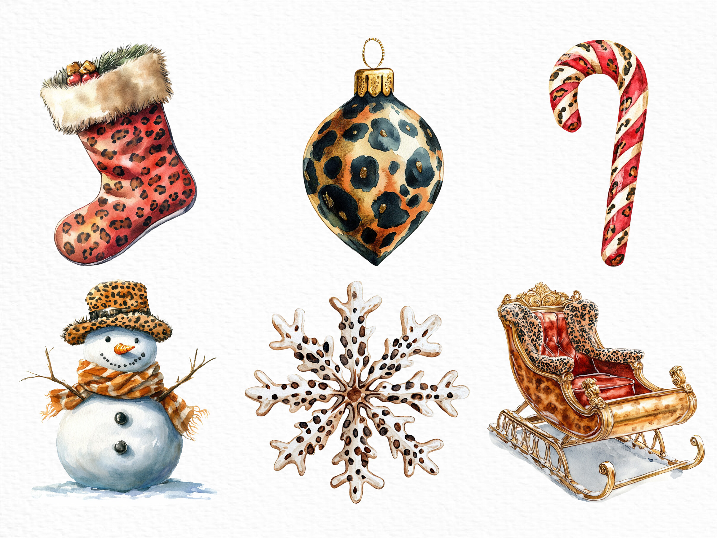 Leopard Print Christmas ClipArt's PNG - photo 3
