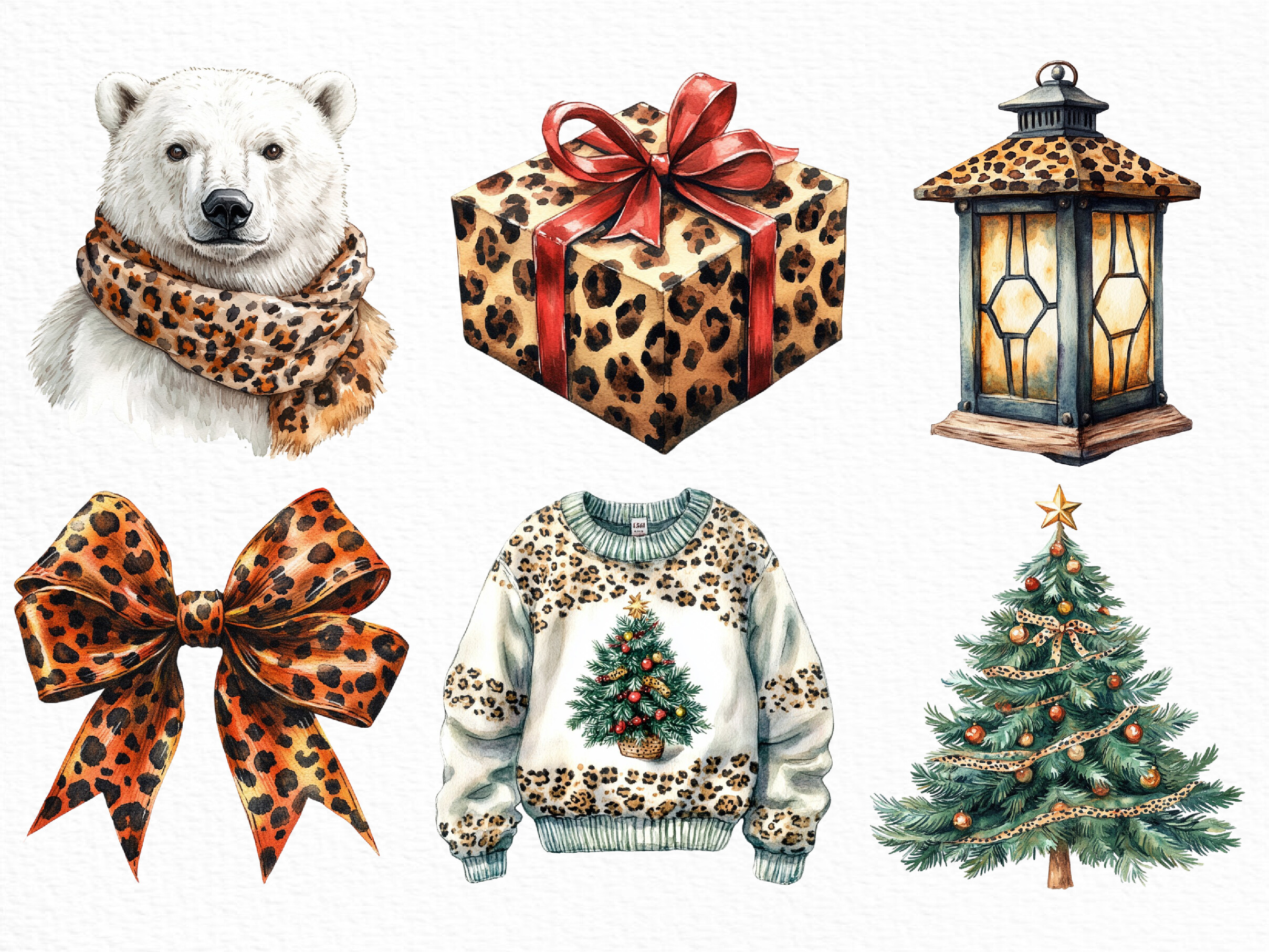 Leopard Print Christmas ClipArt's PNG - photo 4