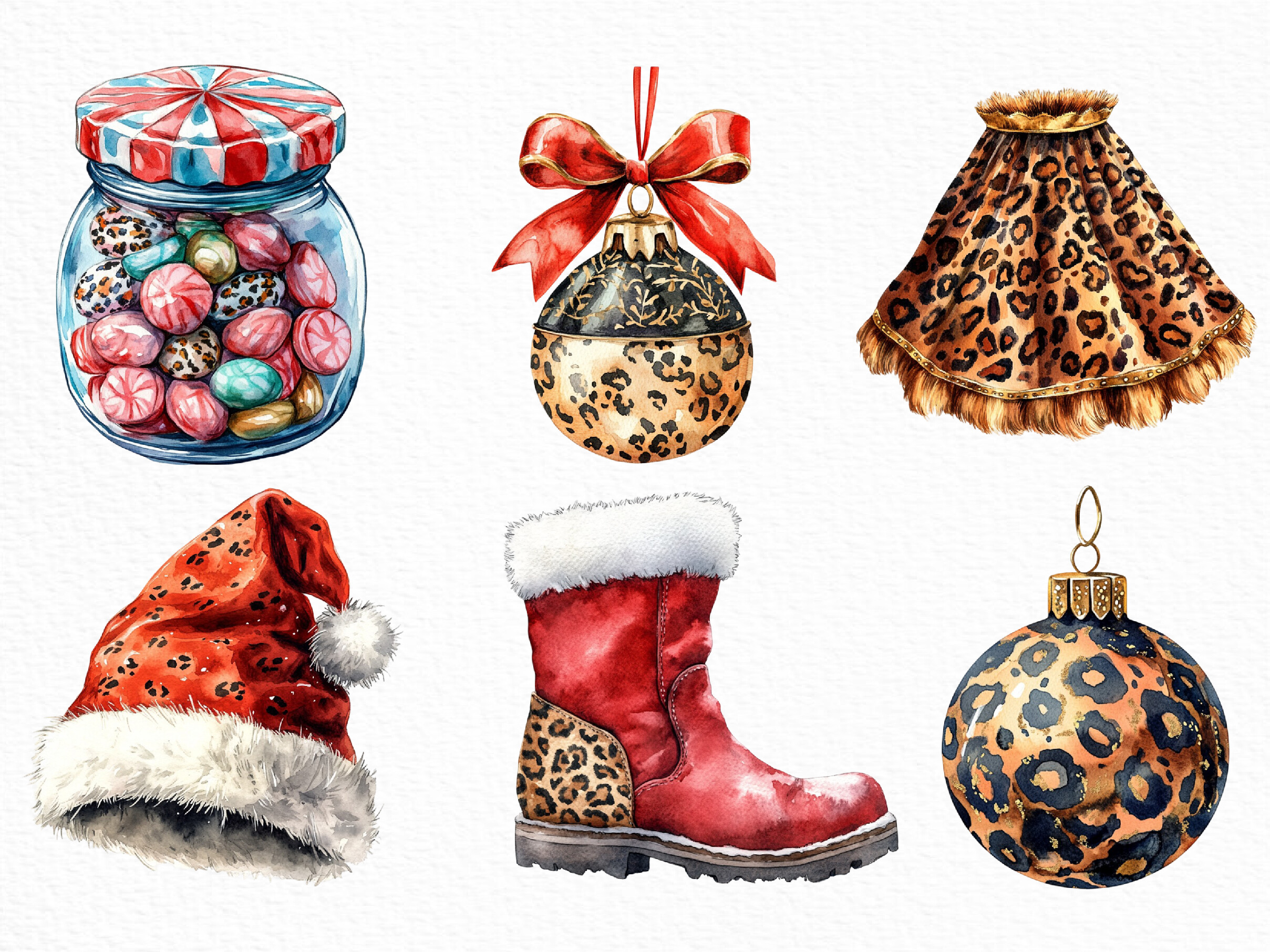 Leopard Print Christmas ClipArt's PNG - photo 5