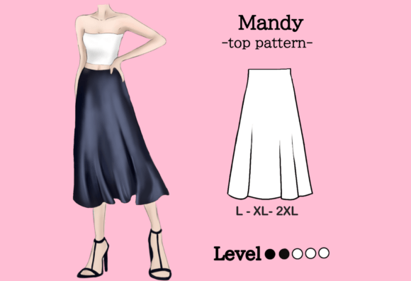 MANDY DIY Midi Skirt Pattern L XL 2 XL