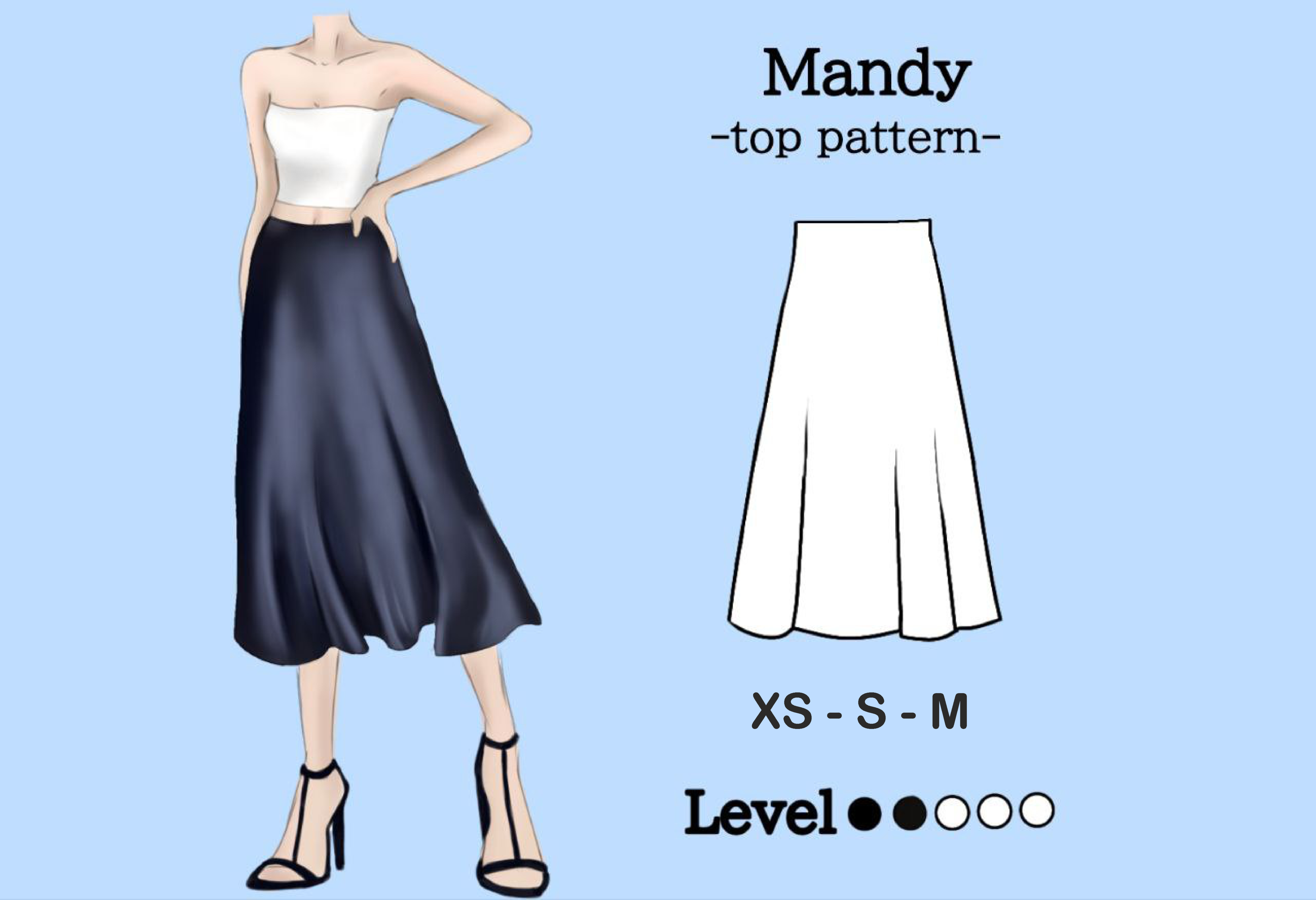 MANDY DIY Midi Skirt Pattern XS