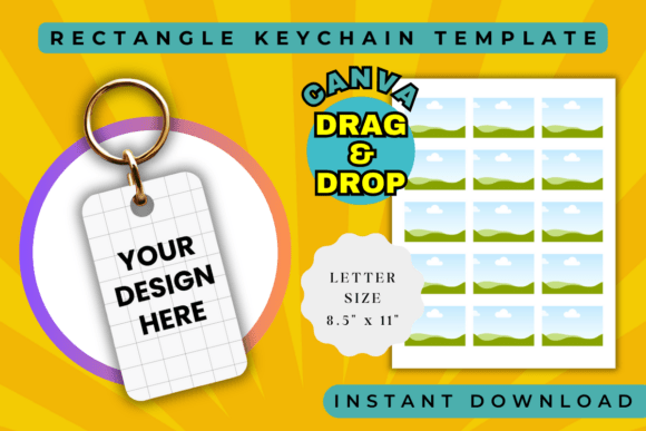 Rectangle Keychain Frame Template Graphic Canva By DigicraftsStudio