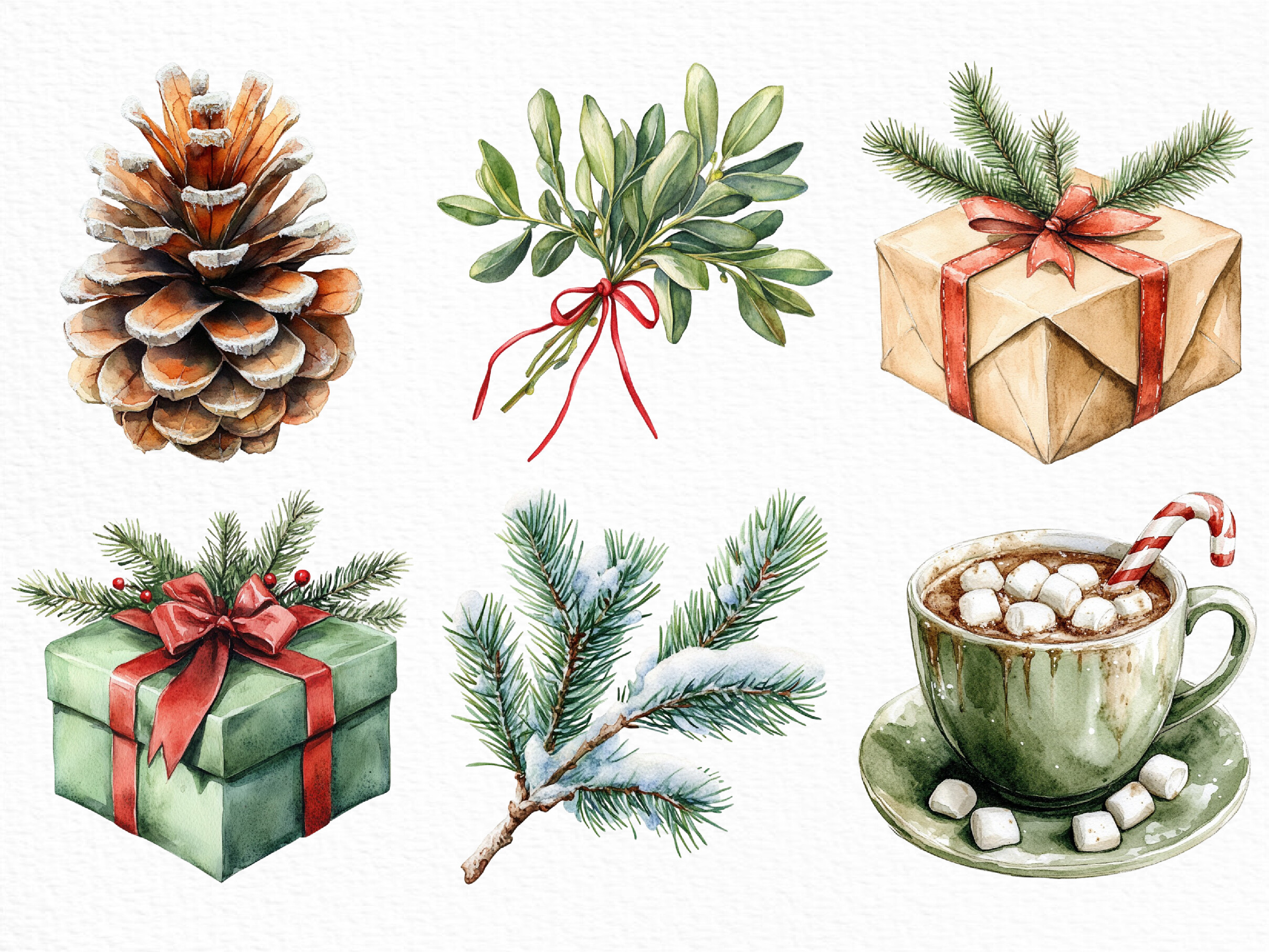 Rustic Red Green Christmas Winter PNG - photo 2