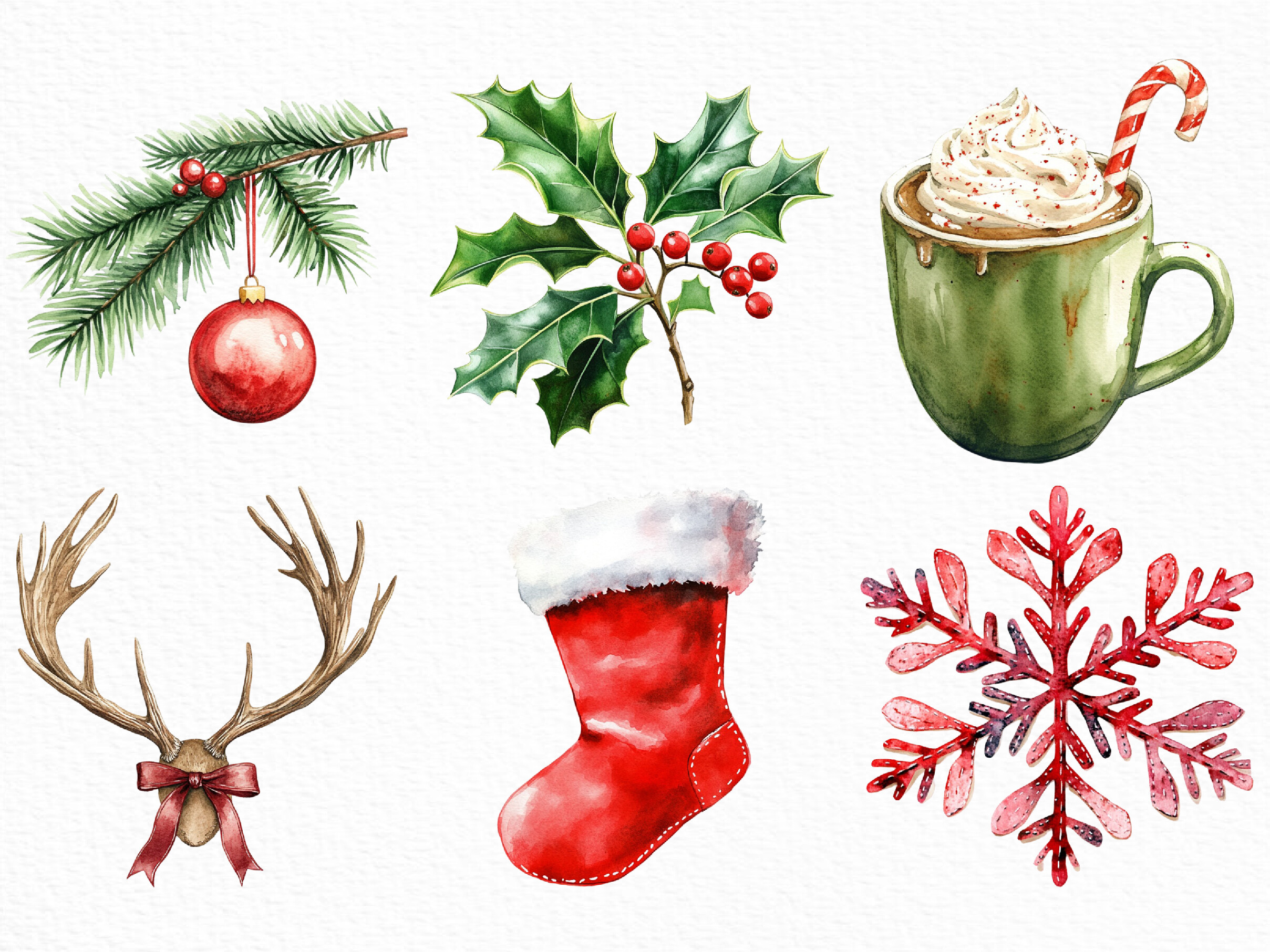 Rustic Red Green Christmas Winter PNG - photo 3
