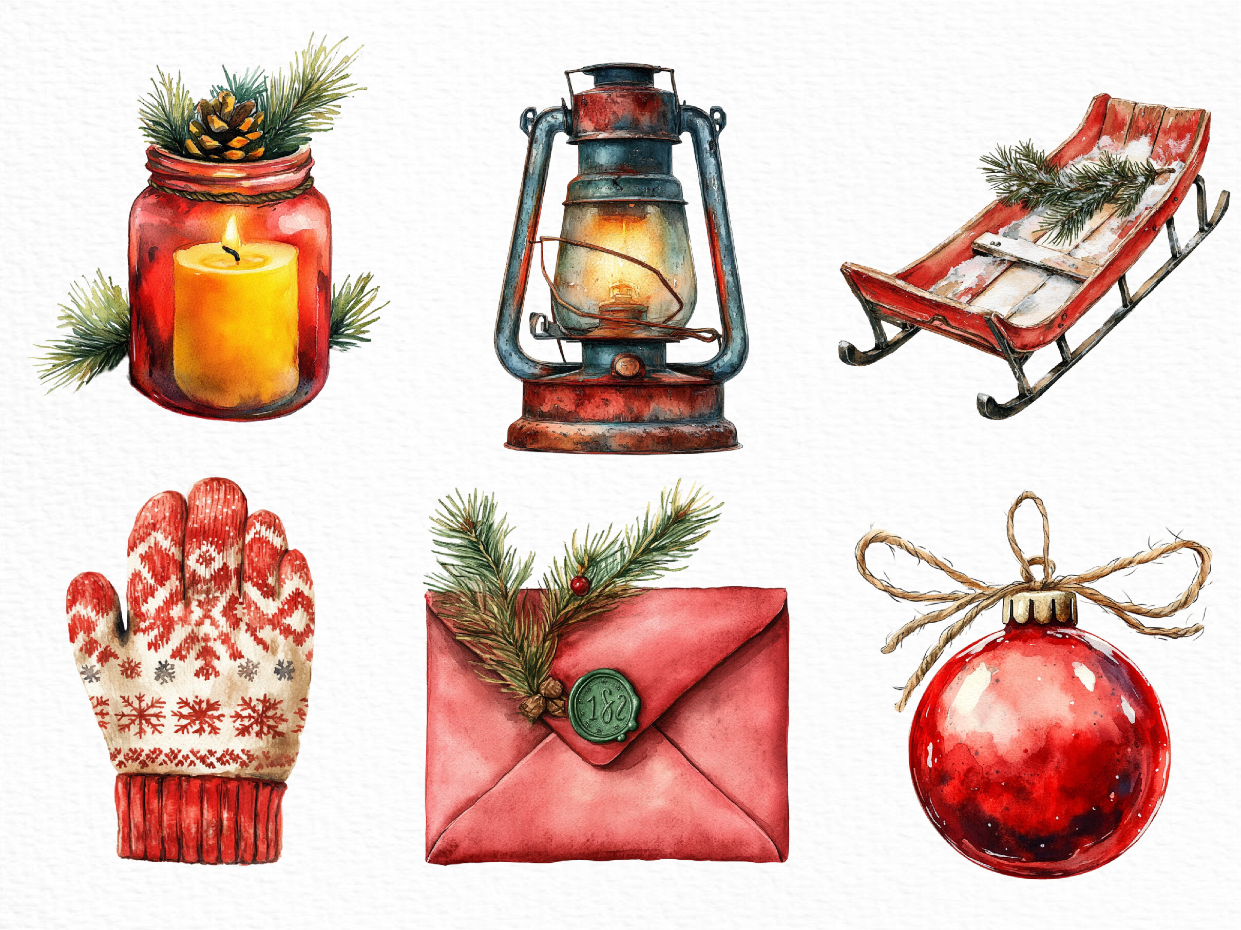 Rustic Red Green Christmas Winter PNG - photo 5
