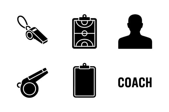 Sports Coach & Team Leader Icon Set