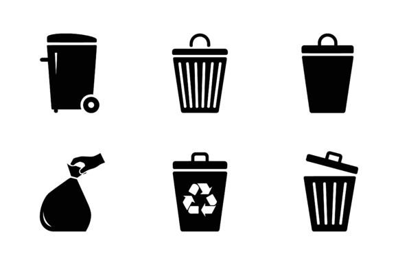 Trash & Recycling Bin Icon Set EPS