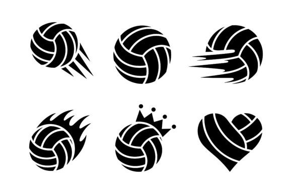 Volleyball Game & Player Icon Set EPS