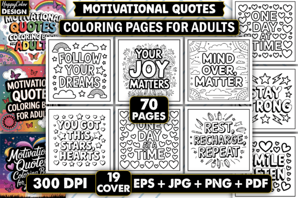 Preview of Adult- Motivational Quotes Coloring Book coloring pages for adults