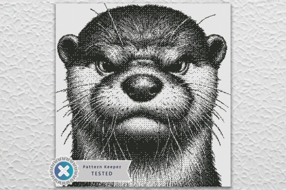 Angry Otter 1 Color Cross Stitch Pattern