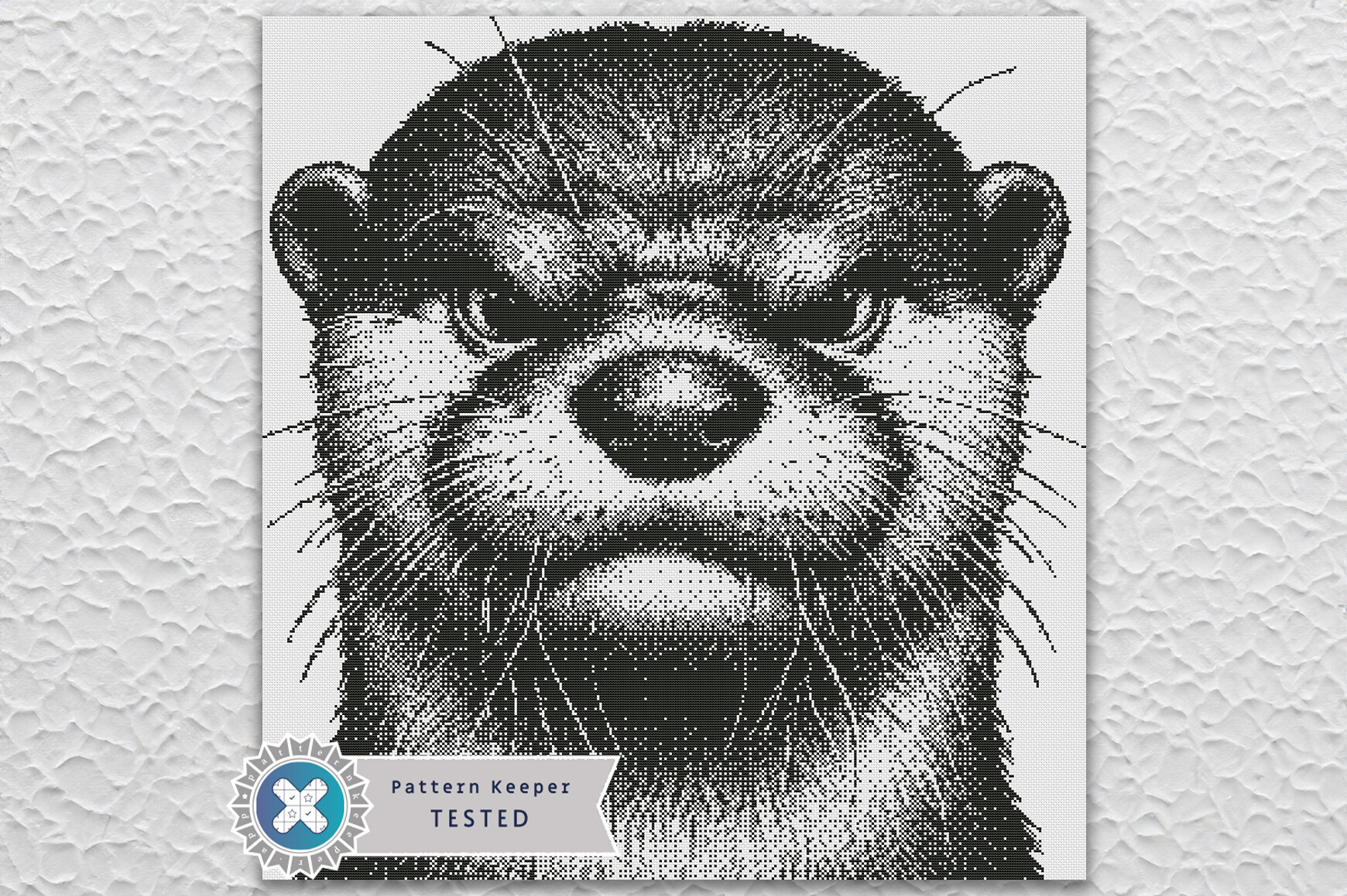 Angry Otter 1 Color Cross Stitch Pattern