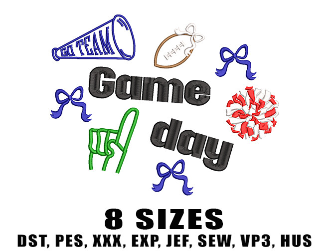 Cheer Football Embroidery Design