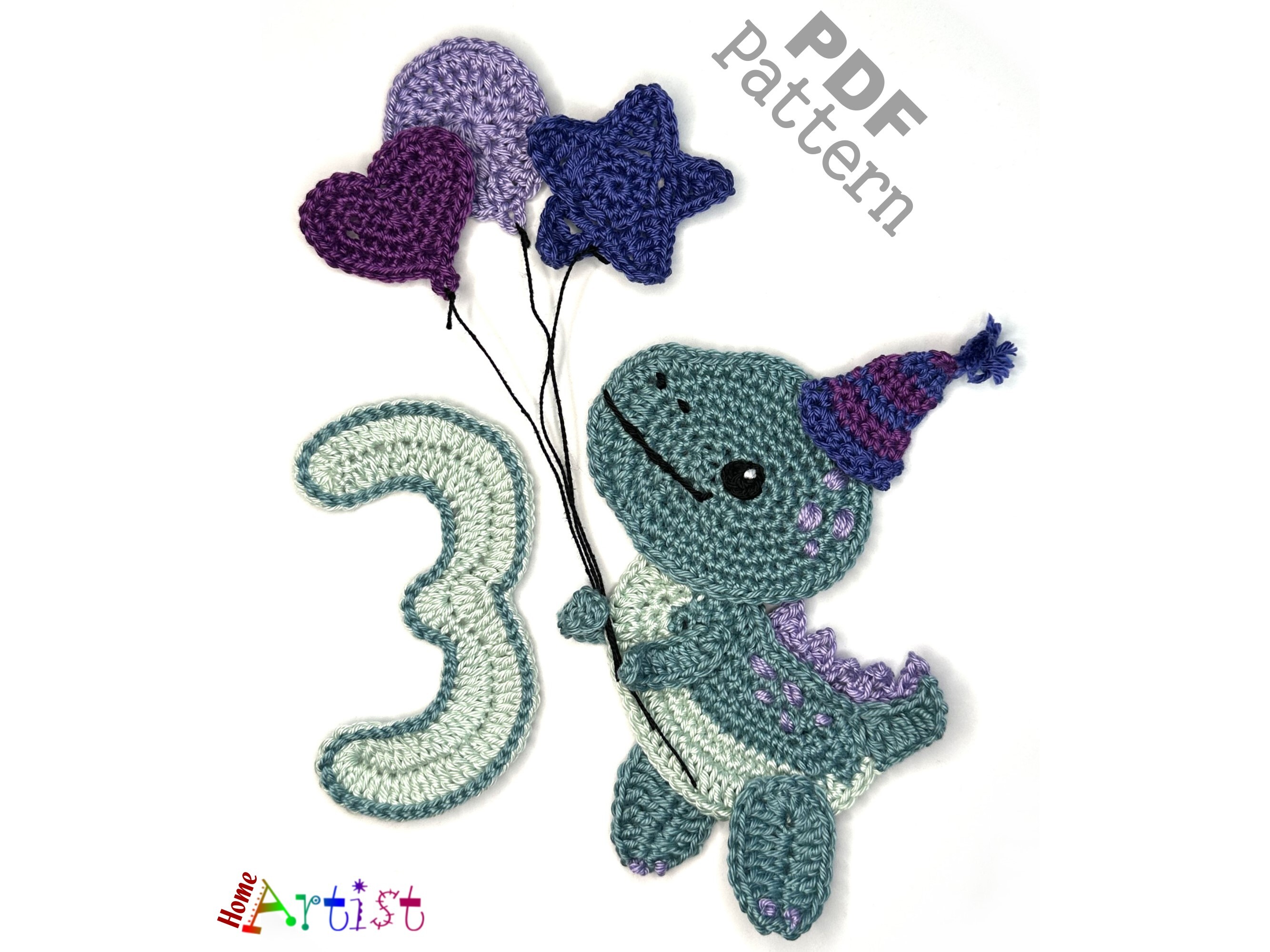 Crochet Animal Number 3 Dinosaur