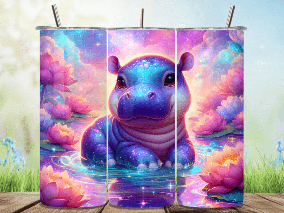 Cute Sparkle Hippo Tumbler Wrap