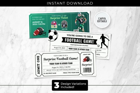 Football Ticket Canva Editable Template