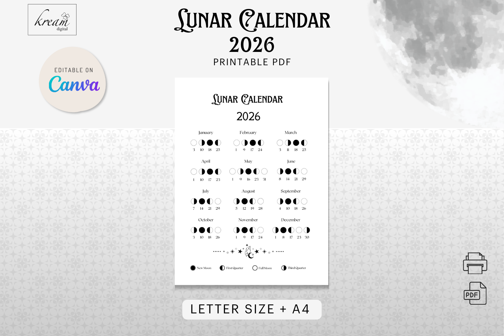 Lunar Calendar 2026 Printable