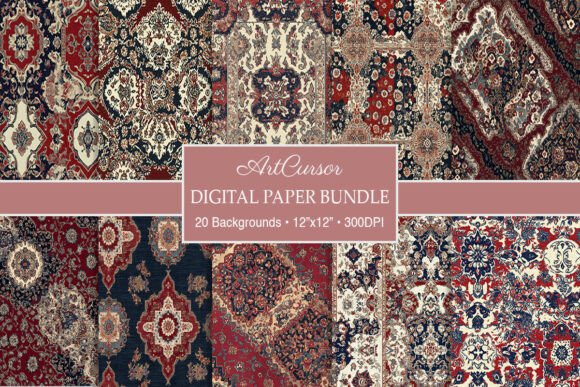 Vintage Persian Rug Carpet Digital Paper