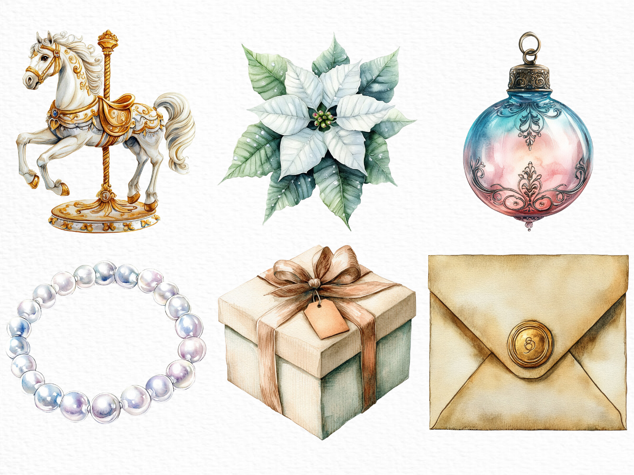 Watercolor Luxury Christmas Clipart - photo 5