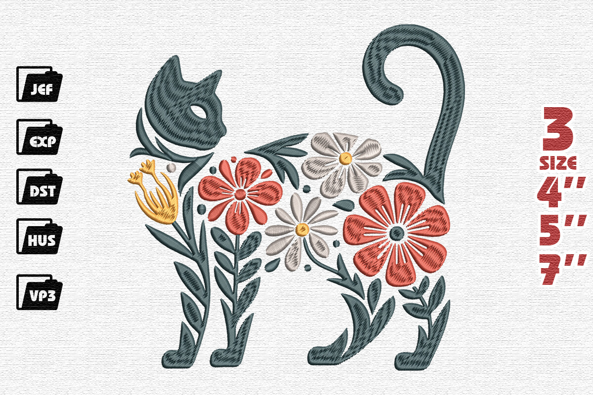Whimsical Floral Cat