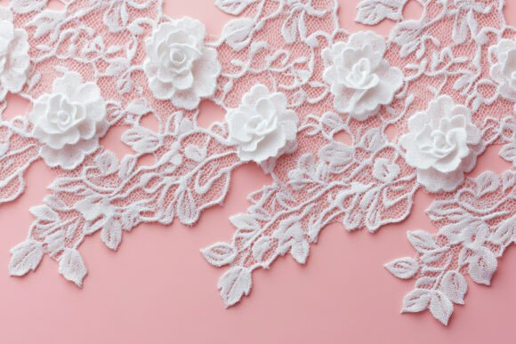 White Lace Flowers with Pink Texture Background