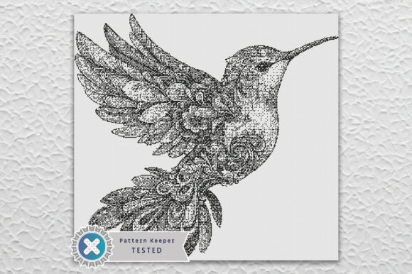 1 Color Cross Stitch Pattern Hummingbird