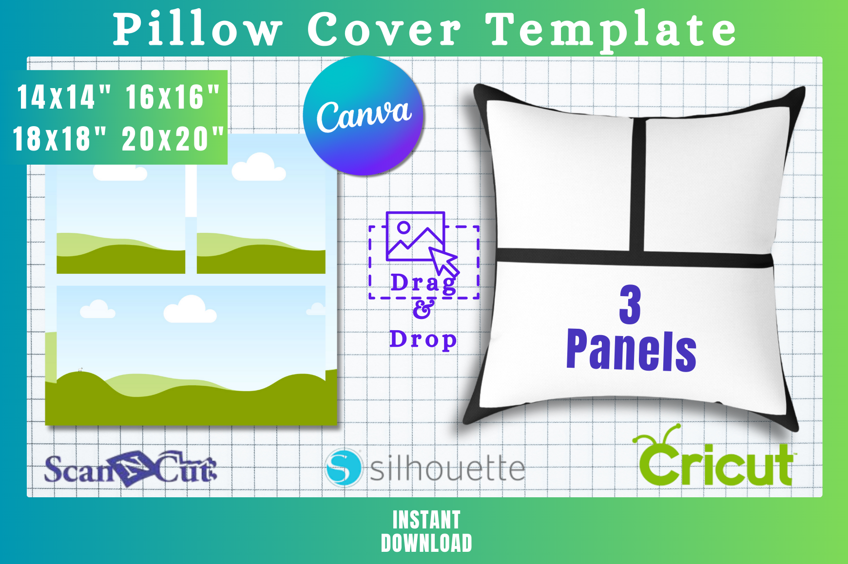 3 Panel Photo Pillow Cover Template