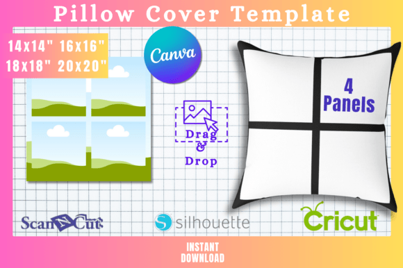 4 Panel Photo Pillow Cover Template