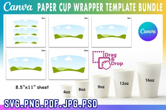 Canva Editable Paper Cup Template Grafik Druck-Vorlagen Von PixelTemplix