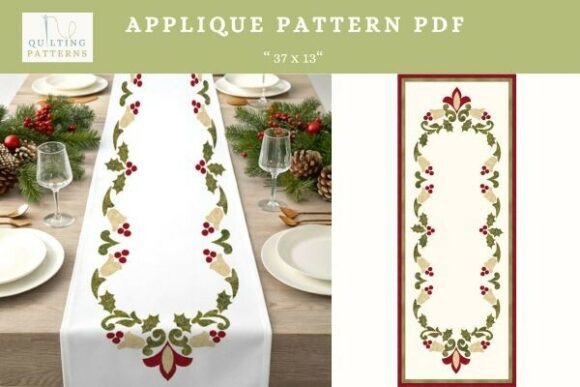 Christmas Holly - Applique Pattern PDF