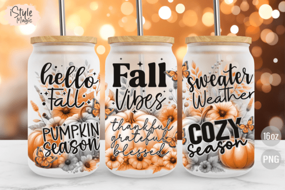 Fall Quotes 16oz Glass Can Wrap PNG