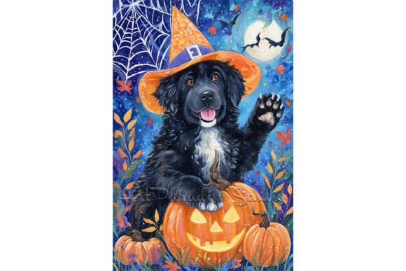 Newfoundland Dog Halloween Home Decor Graphic Illustrations By Debbie Fagan