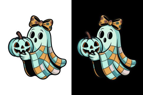 Patchwork Pumpkin Ghost Cozy Halloween