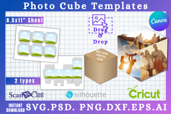 Photo Cube Die Cut Box SVG Templates