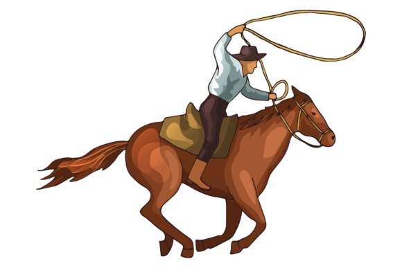 Rodeo Icon. Cowboy Ride Horse Color Draw