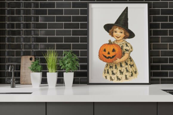 Vintage Halloween Witch with Pumpkin