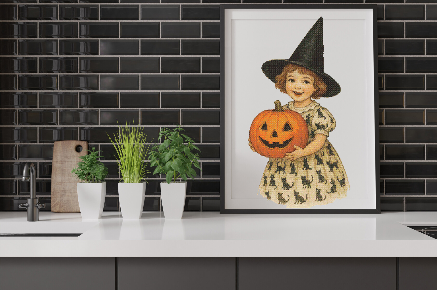 Vintage Halloween Witch with Pumpkin