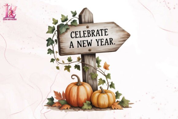 Celebrate a New Year PNG Grafik Druck-Vorlagen Von Little Lady Design